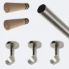 Kit de tringle à rideaux Nickel Mat 250cm Diam.20mm Embout Cône Bois - Fixation Plafond - Boulet