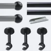 Kit de tringle à rideaux Noir Mat 300cm Diam.20mm Embout Boule - Fixation Mur - Boulet