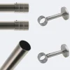 Kit de tringle à rideaux Nickel Mat 150cm Diam.28mm Embout Cylindre - Fixation Mur - Boulet