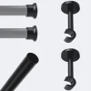 Kit de tringle à rideaux Noir Mat 150cm Diam.20mm Embout Chapeau - Fixation Mur - Boulet
