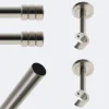 Kit de tringle à rideaux Nickel Mat 200cm Diam.20mm Embout Cylindre 2ST - Fixation Mur - Boulet