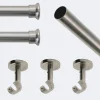 Kit de tringle à rideaux Nickel Mat 250cm Diam.20mm Embout Chapeau - Fixation Plafond - Boulet