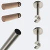 Kit de tringle à rideaux Nickel Mat 150cm Diam.20mm Embout Cylindre Bois - Fixation Mur - Boulet