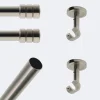 Kit de tringle à rideaux Nickel Mat 200cm Diam.20mm Embout Cylindre 2ST - Fixation Plafond - Boulet