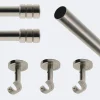 Kit de tringle à rideaux Nickel Mat 250cm Diam.20mm Embout Cylindre 2ST - Fixation Plafond - Boulet