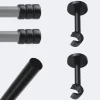 Kit de tringle à rideaux Noir Mat 150cm Diam.20mm Embout Cylindre 2ST - Fixation Mur - BOULET