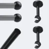 Kit de tringle à rideaux Noir Mat 150cm Diam.20mm Embout Boule - Fixation Mur - Boulet