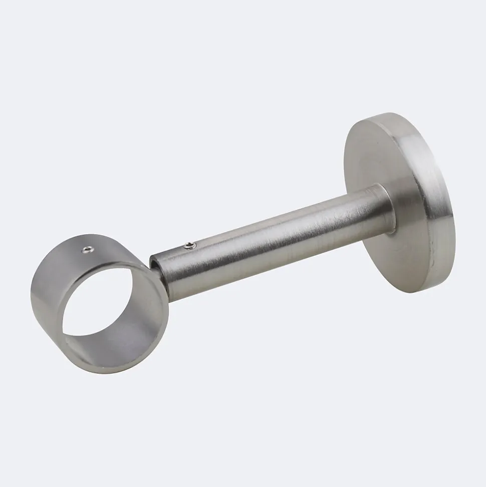 Kit de tringle à rideaux Nickel Mat 300cm Diam.28mm Embout Chapeau - Fixation Mur - Boulet