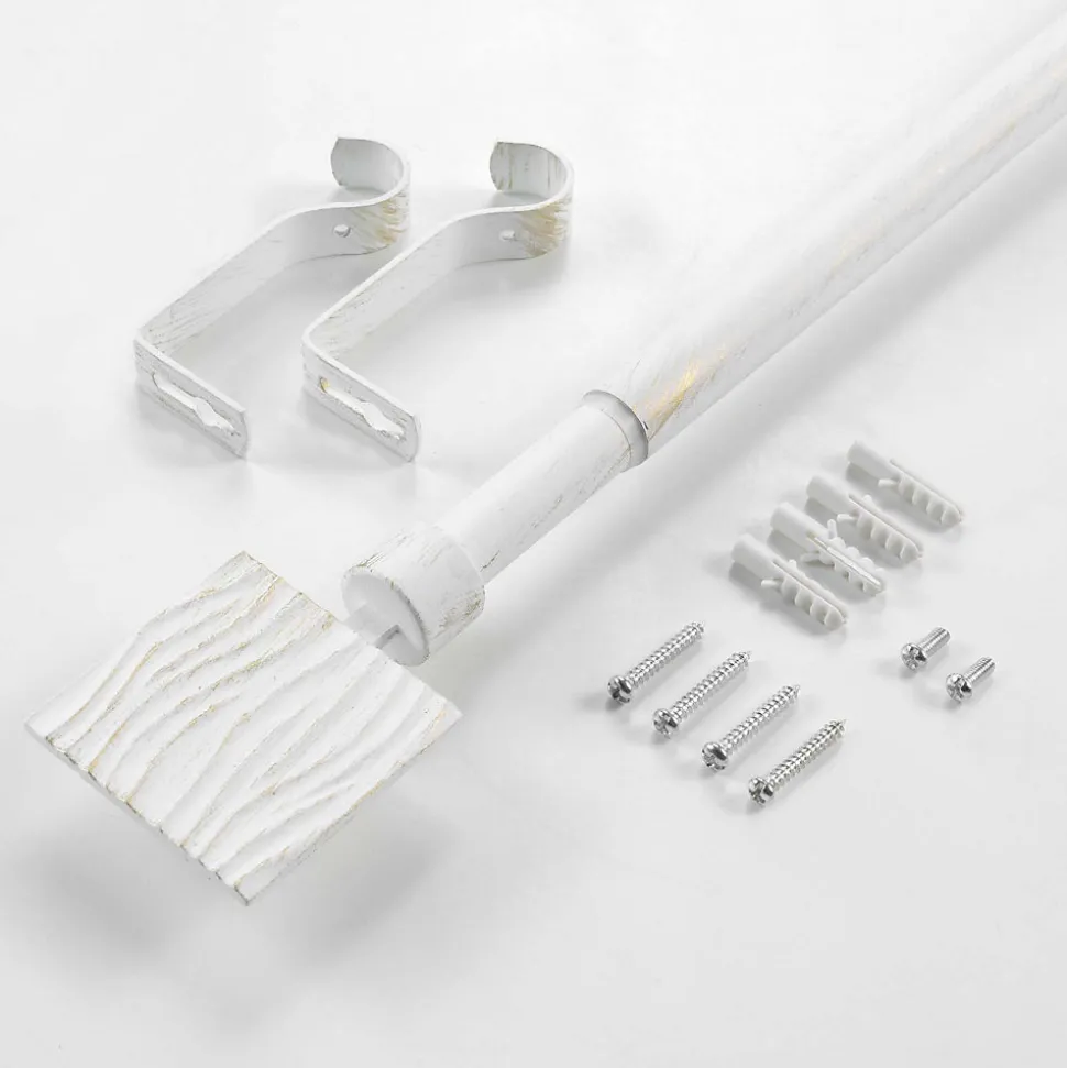 Kit de tringle extensible patiné or (120-210 cm - Blanc)