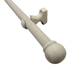 Kit de tringles à rideaux simple embout boule L.150 cm x ⌀2.8cm mat marron hêtre