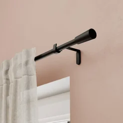 Kit tringle à rideau extensible industriel noir mat Araxos GoodHome L. 120/210 x Ø16/19 cm