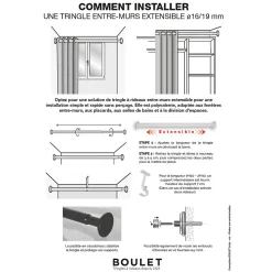 Kit tringle à rideaux extensible 120-210cm Entre-Mur Nickel Mat - Boulet