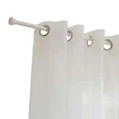 Kit tringle à rideaux extensible avec embout disque en métal (120-210 cm - Blanc)
