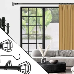Kit tringle à rideaux extensible géométrique (160-300 cm - Noir)