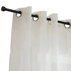 Kit tringle à rideaux extensible avec embout disque en métal (120-210 cm - Noir)