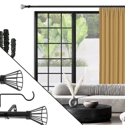 Kit tringle à rideaux extensible cône (120-210 cm - Noir)