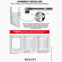 Kit tringle à rideaux Sans-Perçage Extensible. 60-80cm Blanc - Boulet