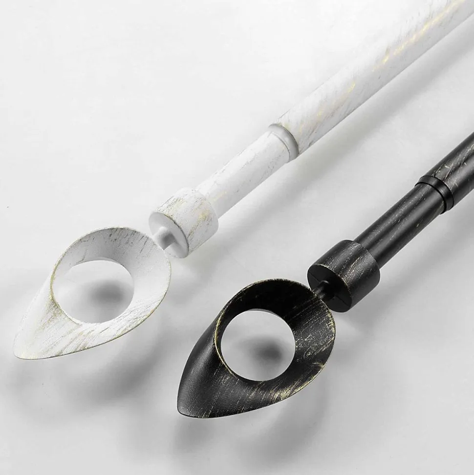 Kit tringle extensible 120 à 210 cm patiné Ovalon blanc or