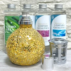 Lampe catalytique Mosaïque d'or (200ml). Élimine les mauvaises odeurs et les impuretés de l'air sans les masquer