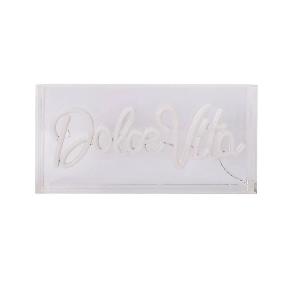 Lampe d'écriture LED 'Dolce Vita' Décoration pour l'intérieur 30 x 15 cm, en bleu et magenta-rouge