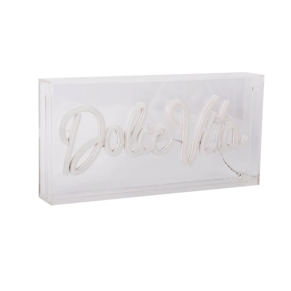 Lampe d'écriture LED 'Dolce Vita' Décoration pour l'intérieur 30 x 15 cm, en bleu et magenta-rouge