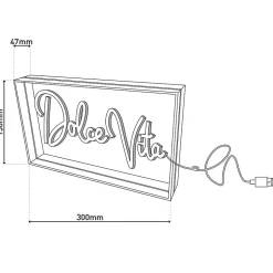 Lampe d'écriture LED 'Dolce Vita' Décoration pour l'intérieur 30 x 15 cm, en bleu et magenta-rouge