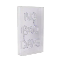 Lampe d'écriture LED 'NO BAD DAYS' Décoration pour l'intérieur 30 x 18 cm, en bleu et magenta-rouge
