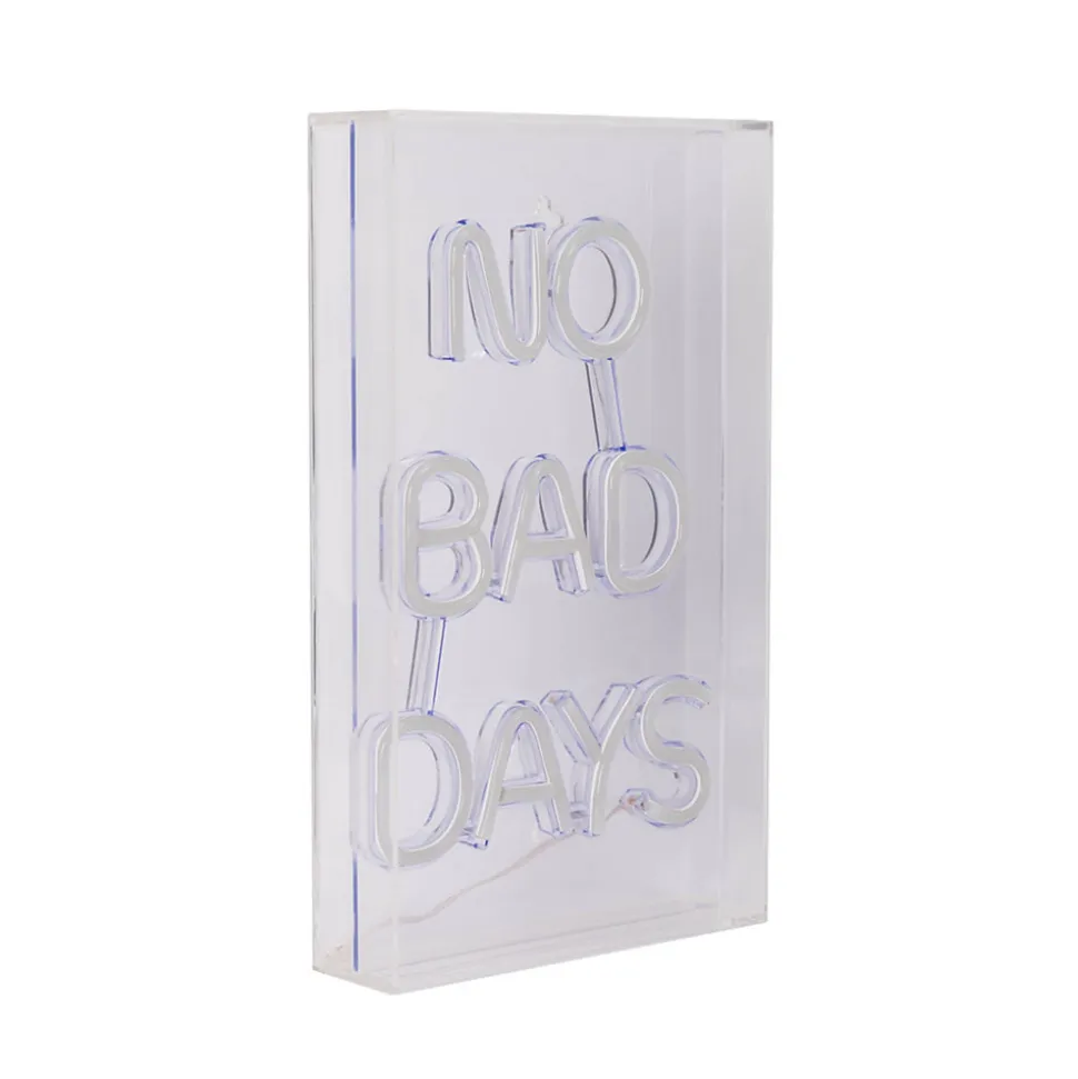 Lampe d'écriture LED 'NO BAD DAYS' Décoration pour l'intérieur 30 x 18 cm, en bleu et magenta-rouge