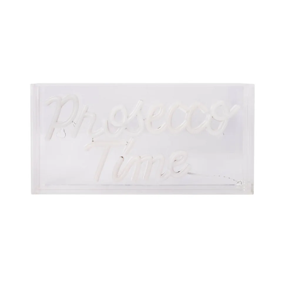 Lampe d'écriture LED 'PROSECCO TIME' Décoration pour l'intérieur 30 x 15 cm, en bleu et magenta-rouge