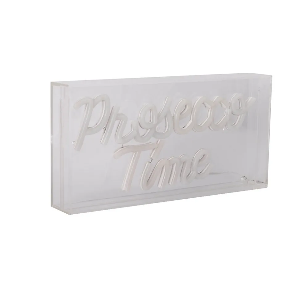 Lampe d'écriture LED 'PROSECCO TIME' Décoration pour l'intérieur 30 x 15 cm, en bleu et magenta-rouge