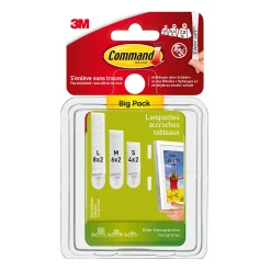 Languette accroche tableau pour cadres multi taille 3M Command, 36 pièces