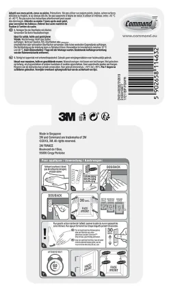Languette accroche tableau pour cadres multi taille 3M Command, 36 pièces