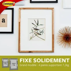 Languette adhésive accroche-tableaux petites 3M Command max 2kg