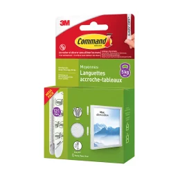 Languettes accroche-tableaux 3M Command - 12 paires