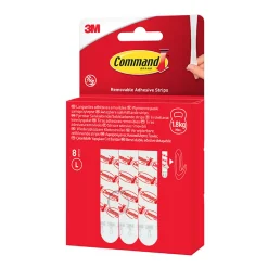 Languettes adhésives amovibles grandes 3M Command - max 1,8kg 8 paires