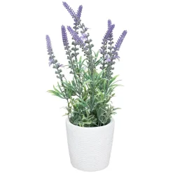 Lavande artificielle - pot en ciment - H36 cm - Multicolore- Atmosphera