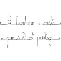 Le bonheur n'existe que s'il est partagé - Sculpture fil de fer 60-75 cm - Bijoux de mur