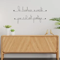 Le bonheur n'existe que s'il est partagé - Sculpture fil de fer 60-75 cm - Bijoux de mur
