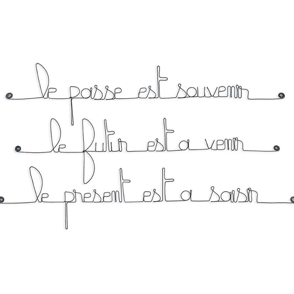 Le passé est souvenir le futur est à venir le présent est à saisir - Sculpture fil de fer 60-75 cm - Bijoux de mur