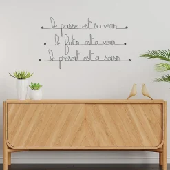 Le passé est souvenir le futur est à venir le présent est à saisir - Sculpture fil de fer 60-75 cm - Bijoux de mur