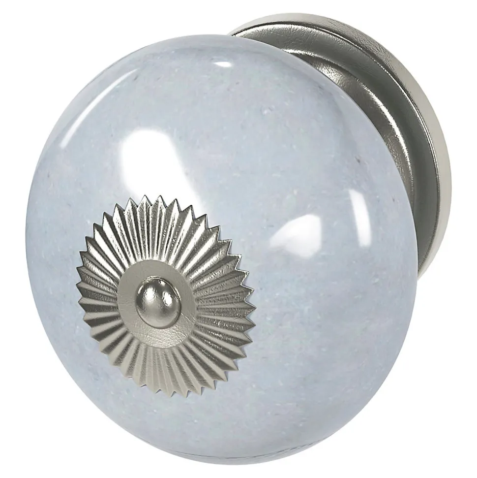 Lot 4 boutons de meuble arrondi Porcelaine Vras GoodHome gris clair Ø4 cm