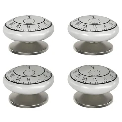 Lot 4 boutons de meuble arrondi Porcelaine Vras GoodHome noir et blanc Ø4.1cm x P.2.7cm