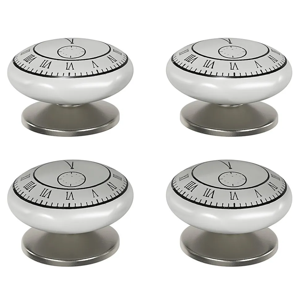 Lot 4 boutons de meuble arrondi Porcelaine Vras GoodHome noir et blanc Ø4.1cm x P.2.7cm