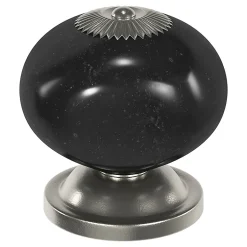 Lot 4 boutons de meuble arrondi Porcelaine Vras GoodHome noir Ø4cm x P.3.8cm