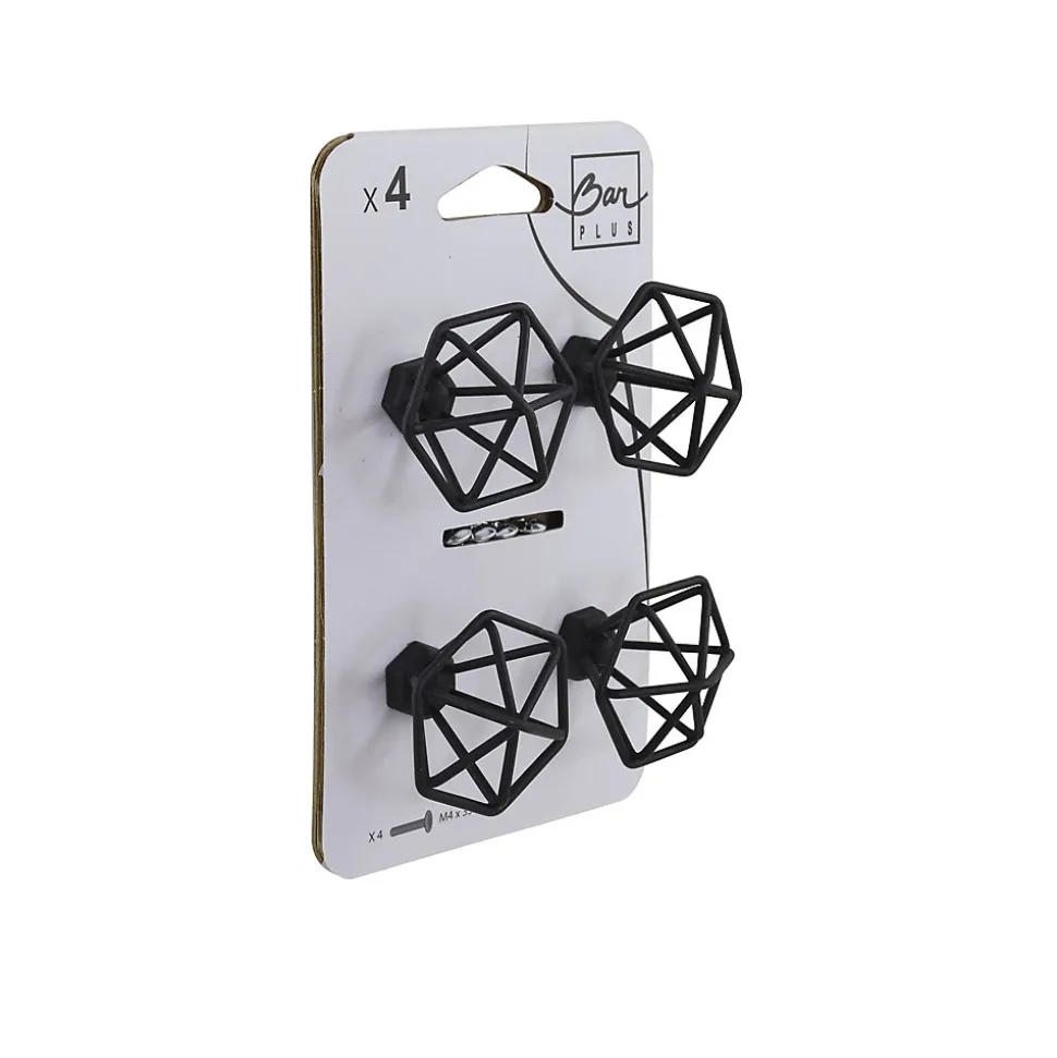 Lot 4 boutons de meuble filaire noir Ø4cm
