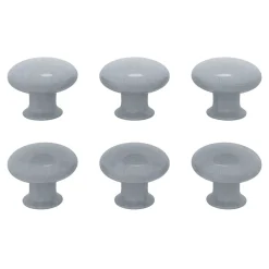 Lot 6 boutons de meuble GoodHome Porcelaine Vras gris Ø3.2cm x p.2.5cm