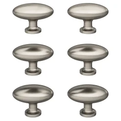 Lot 6 boutons de meuble ovale GoodHome Govlin effet satin gris Ø3 cm x l.2 cm x H.2 cm