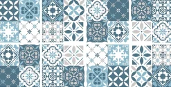 Lot 8 carreaux adhésifs décoratifs Vinyl Way Florence Dada Art effet carreau de ciment bleu L.20 x L.20 cm x ep.1,3 mm