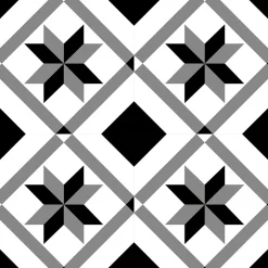 Lot 8 carreaux adhésifs décoratifs Vinyl Way St Remy Dada Art effet carreau de ciment noir & blanc L.20 x L.20 cm x ep.1,3 mm