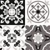 Lot 8 carreaux adhésifs décoratifs Vinyl Way Cassis Dada Art effet carreau de ciment noir & blanc L.20 x L.20 cm x ep.1,3 mm
